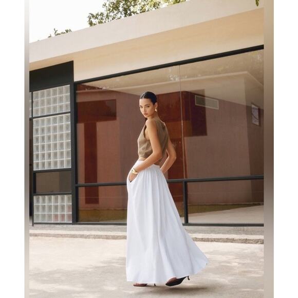 Nwt Commense Women's Linen Blend Long White Skirt Size Small - Picture 3 of 13